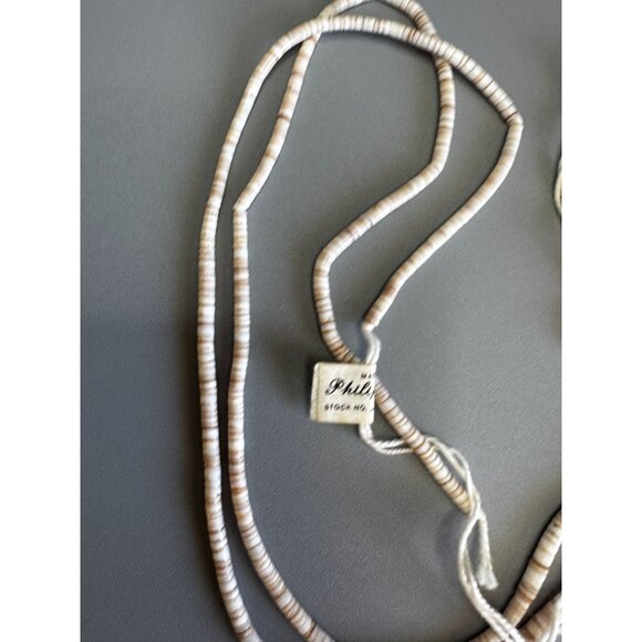 Philippines Shell Heishi Beads 2 Strands Natural Cream 24" Each NOS With Tag 24g - Picture 4 of 5